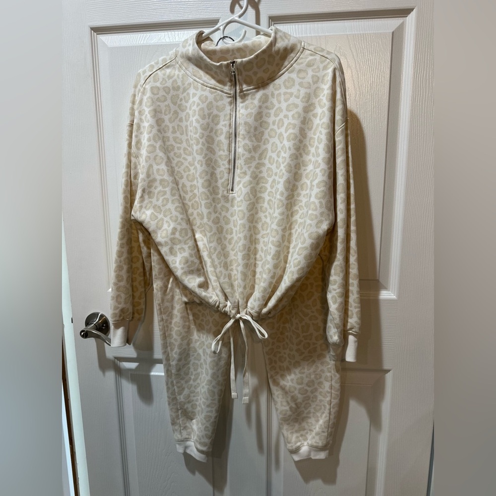 Old Navy Cream Patterned Jumpsuit